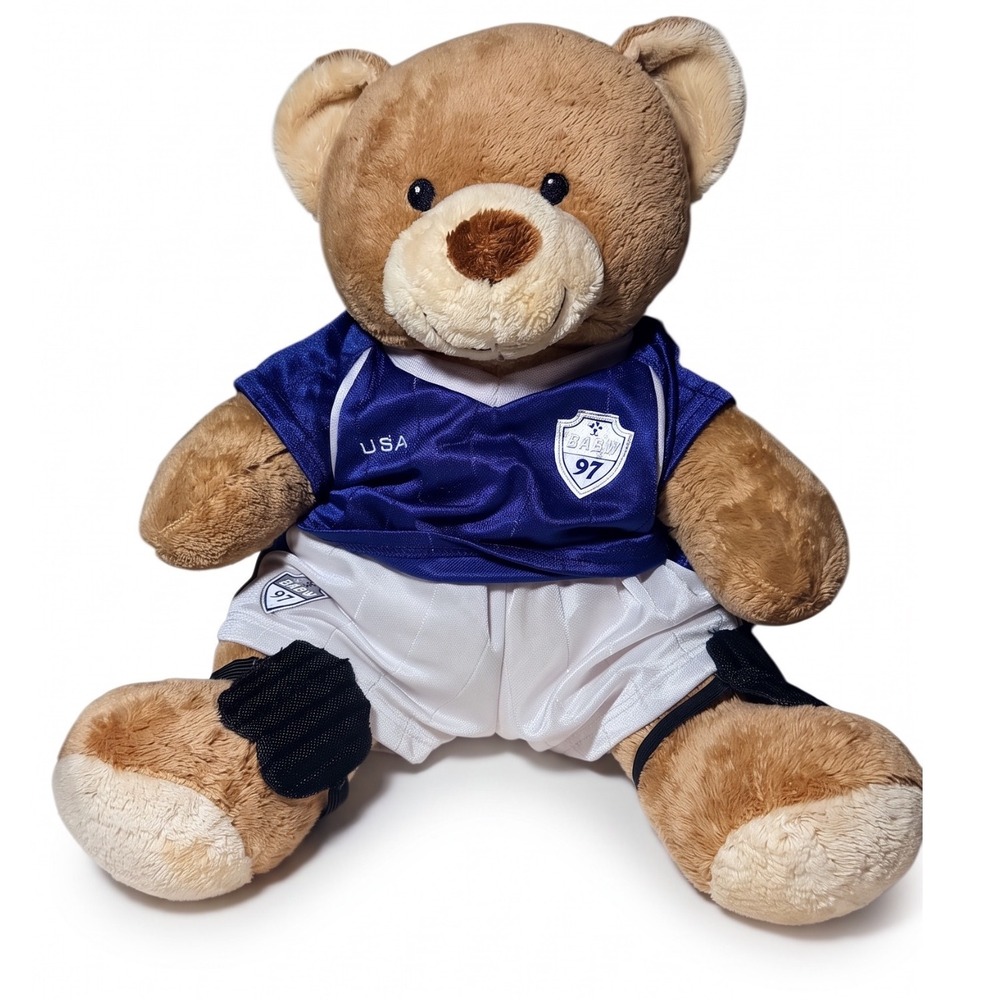 Build A Bear Velvet Hugs Allergy Certified Plush w/ VTG 1997 USA Soccer outfit